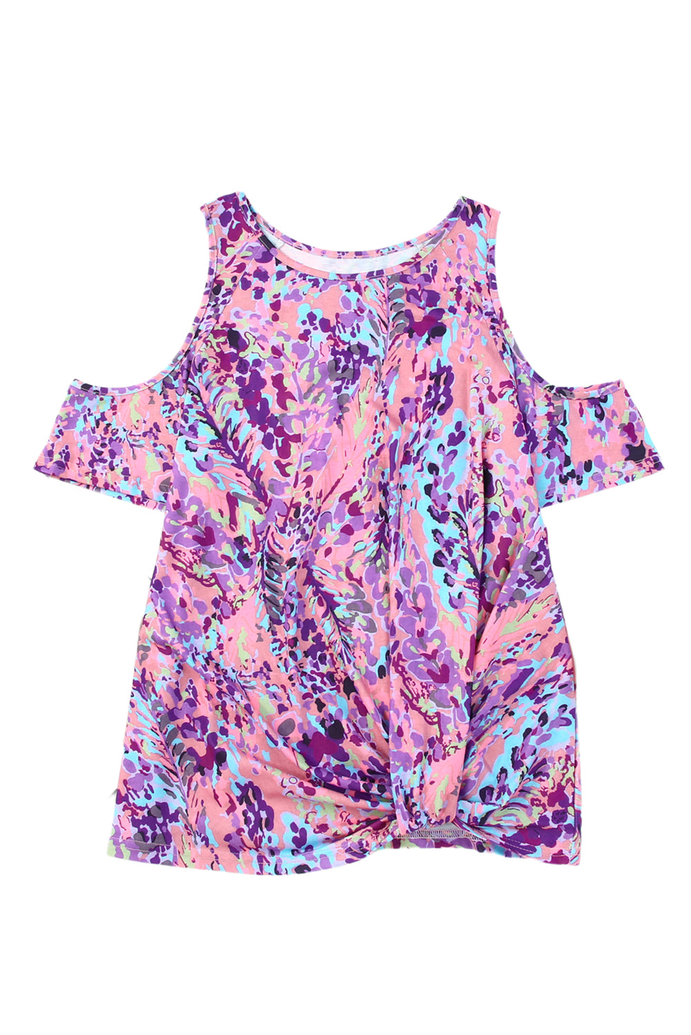 Lavender Floral Print Cold Shoulder Blouse | Multicolour