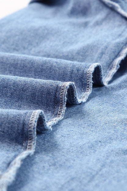 Raw Edge Denim Top | Sky Blue