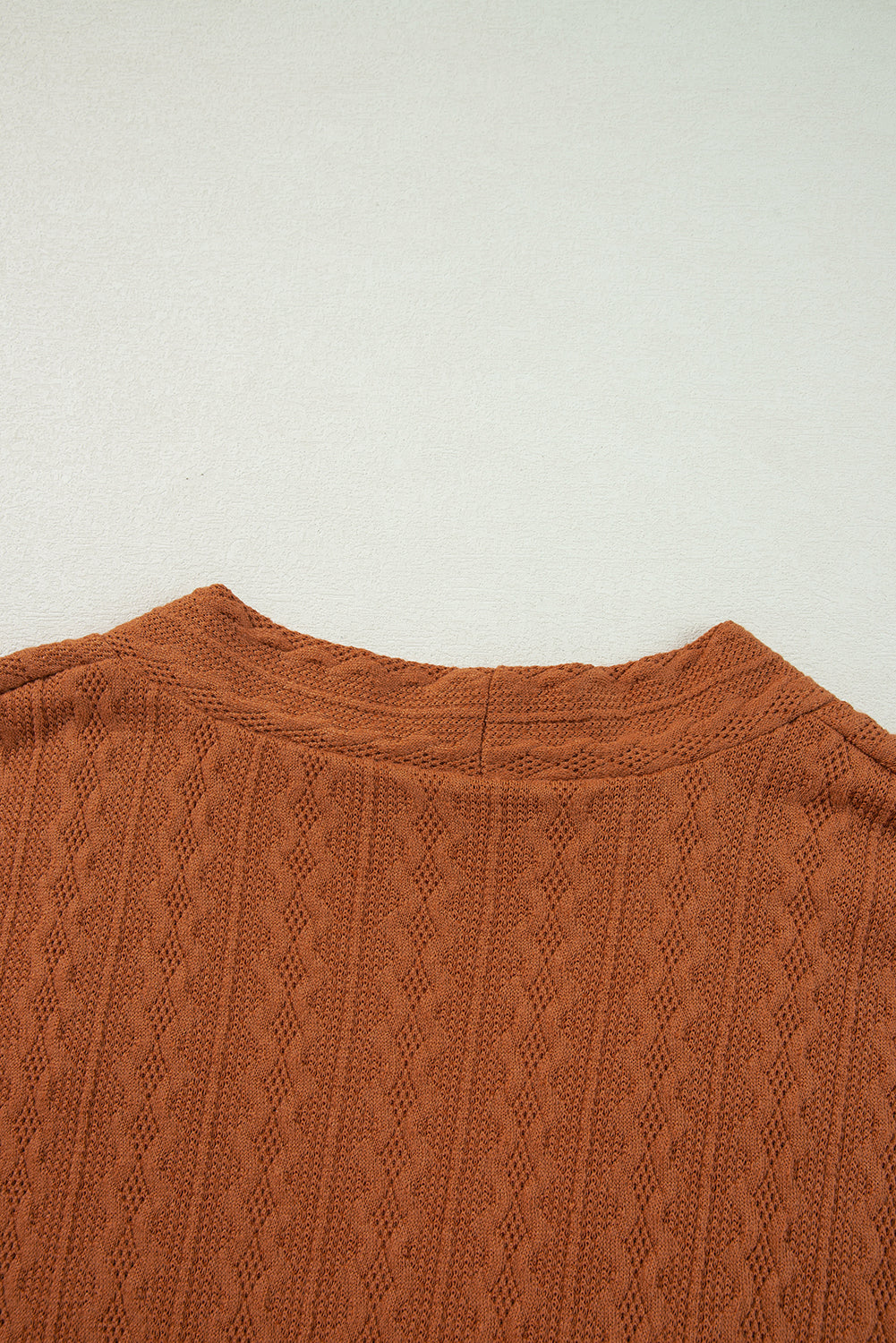 Textured Knit Side Pockets Open Front Cardigan | Chestnut