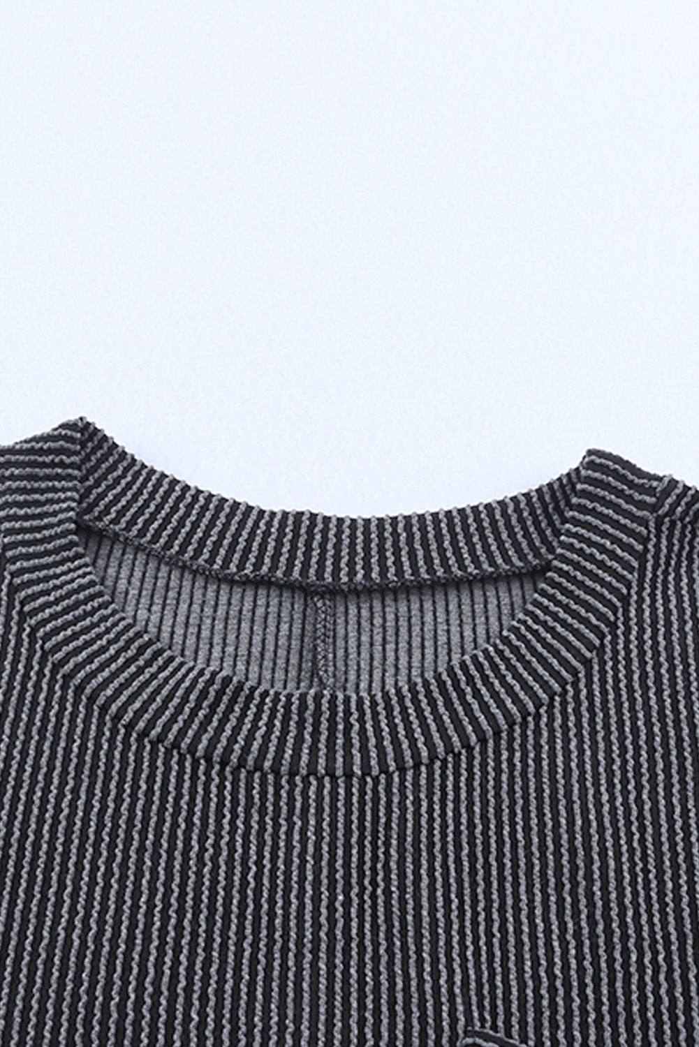 Striped Ribbed Knit T-Shirt Shift Dress | Gray