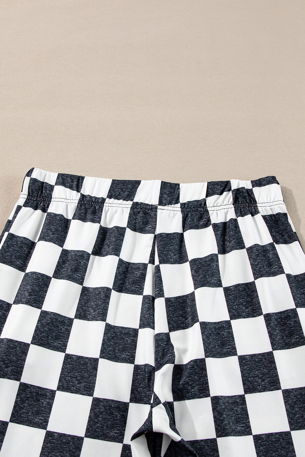 Checkerboard High Rise Casual Flared Pants | Black