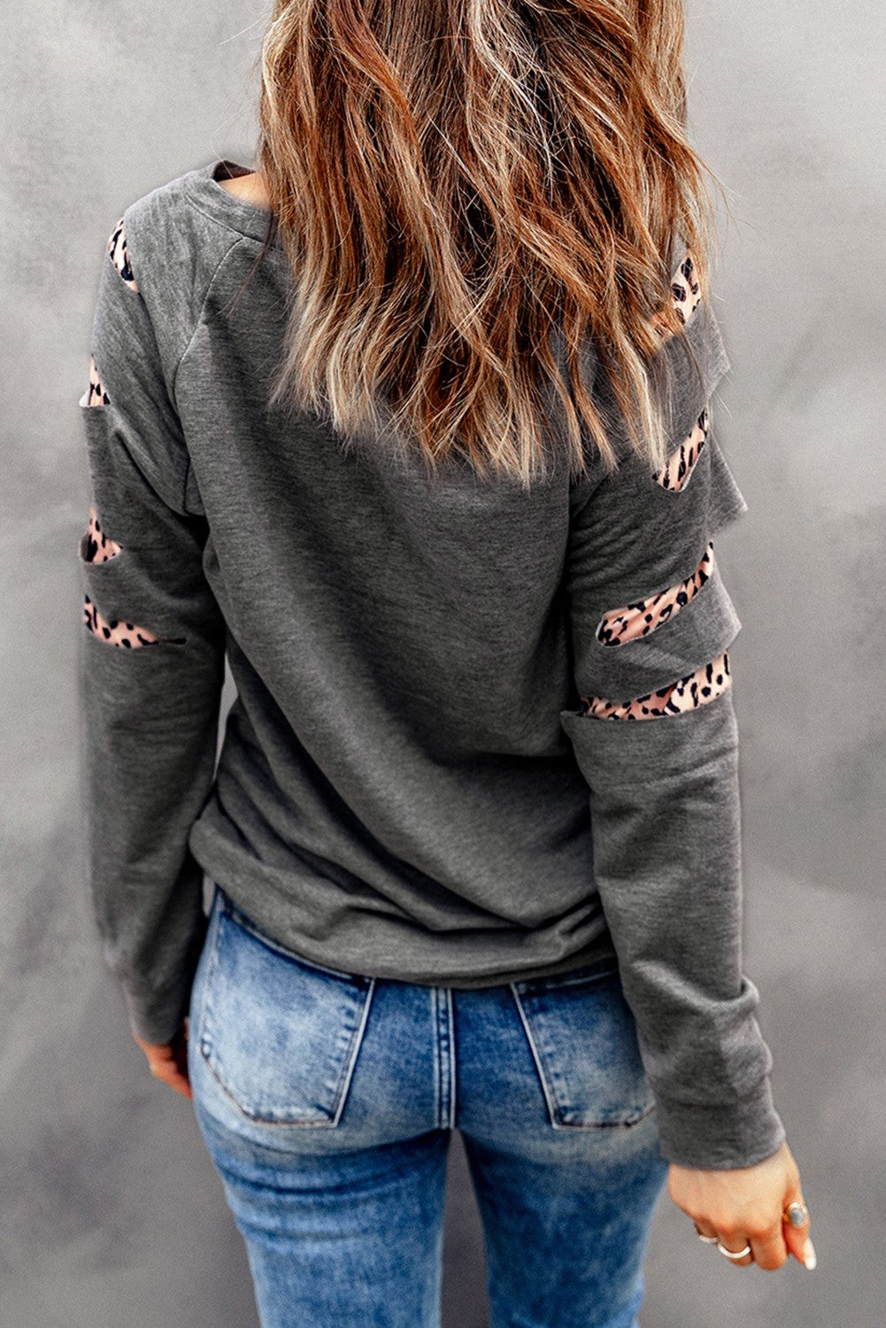 Leopard Insert  Sweatshirt | Gray