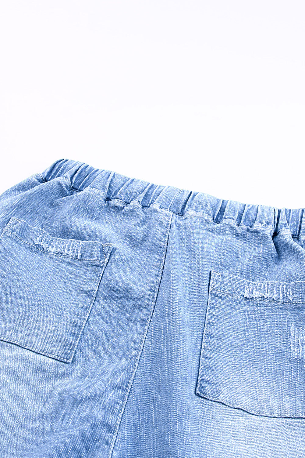 Pocketed Distressed Denim Joggers | Sky Blue