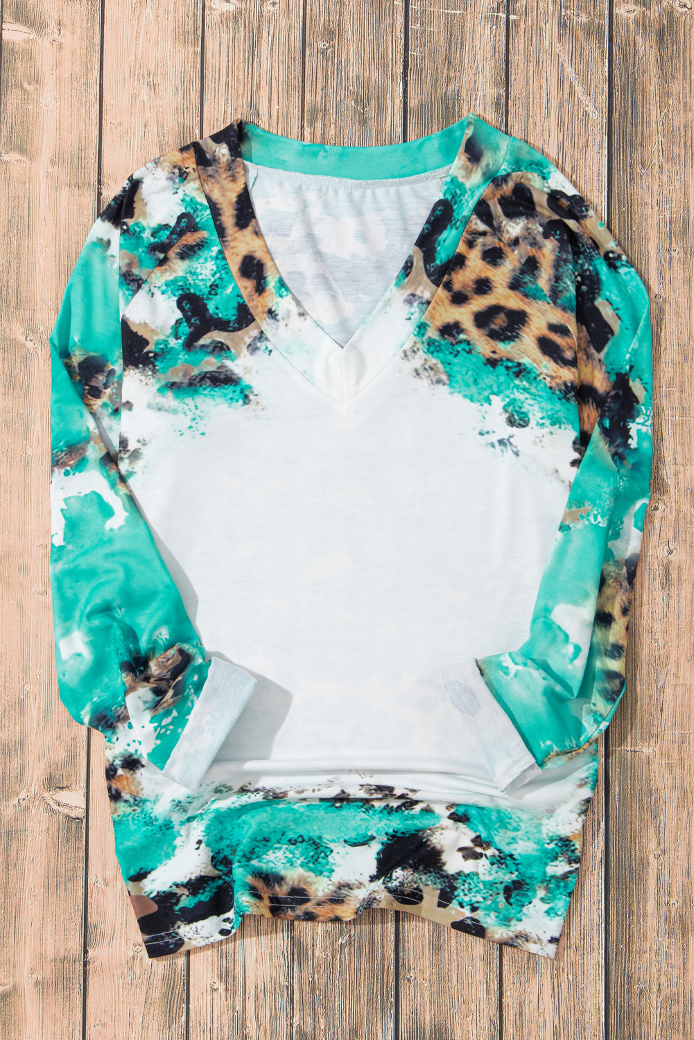 Leopard Tie Dye Western Long Sleeve Top | Light Blue