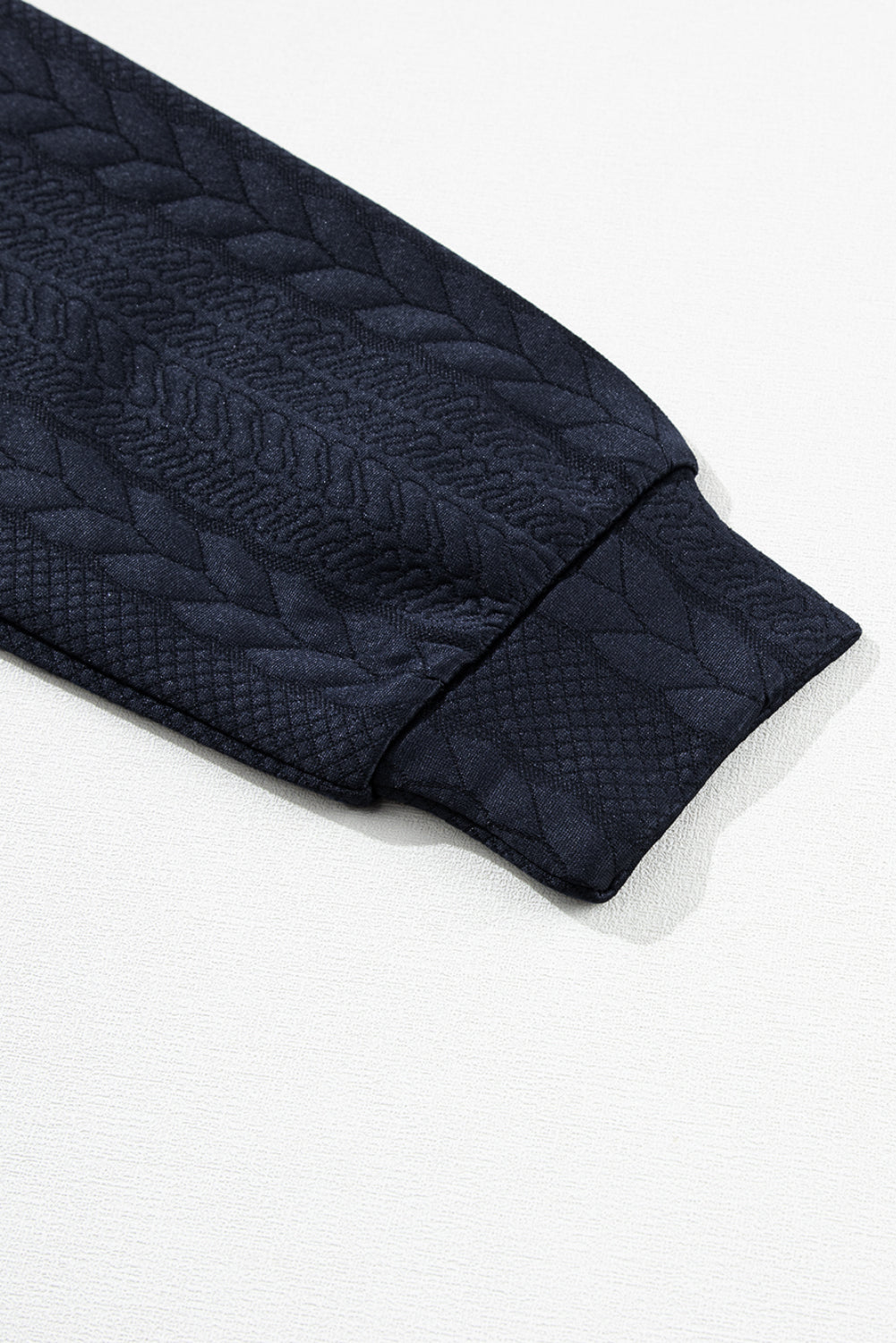 Zip Up Cable Textured Sweatshirt | Navy Blue