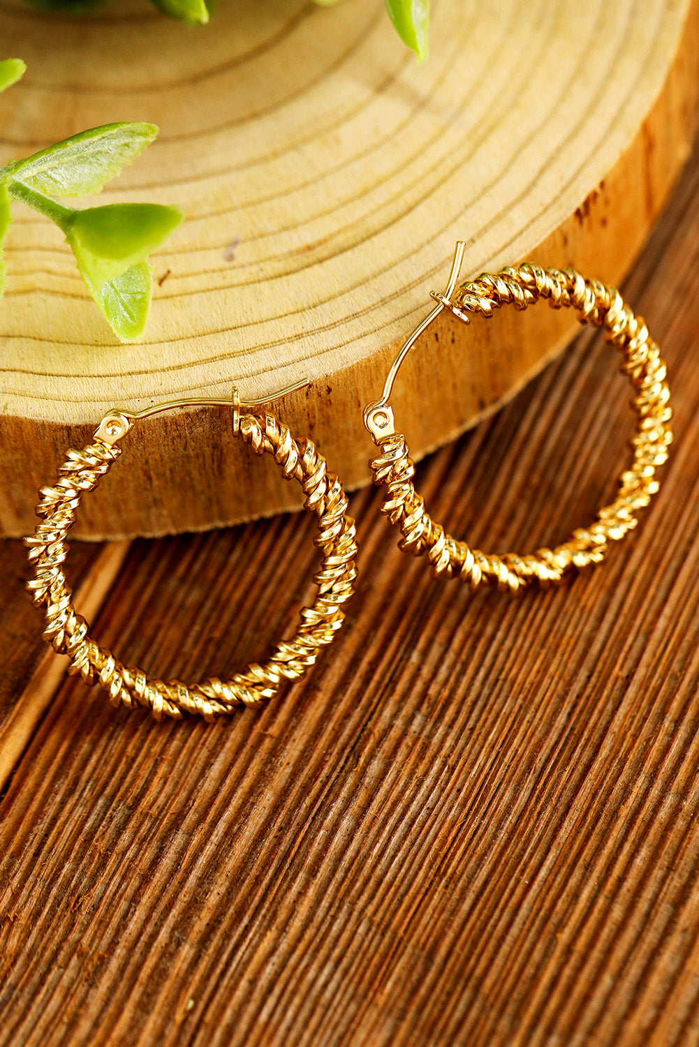 Vintage Textured Hoop Earrings | Gold