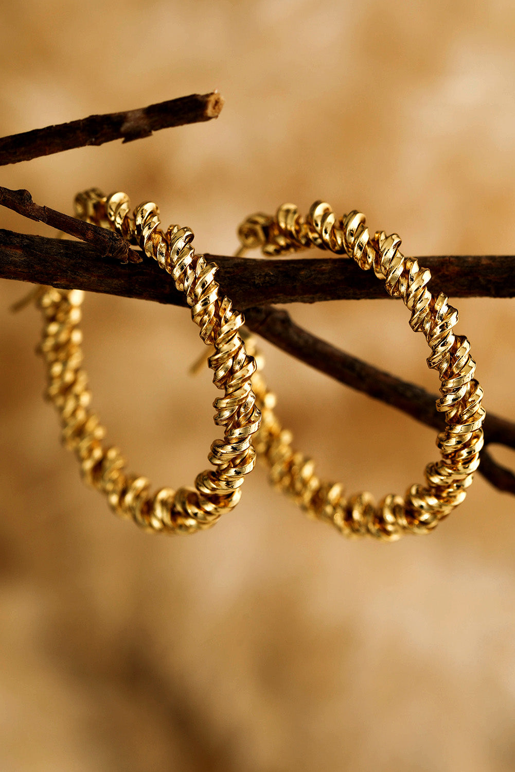 Vintage Textured Hoop Earrings | Gold