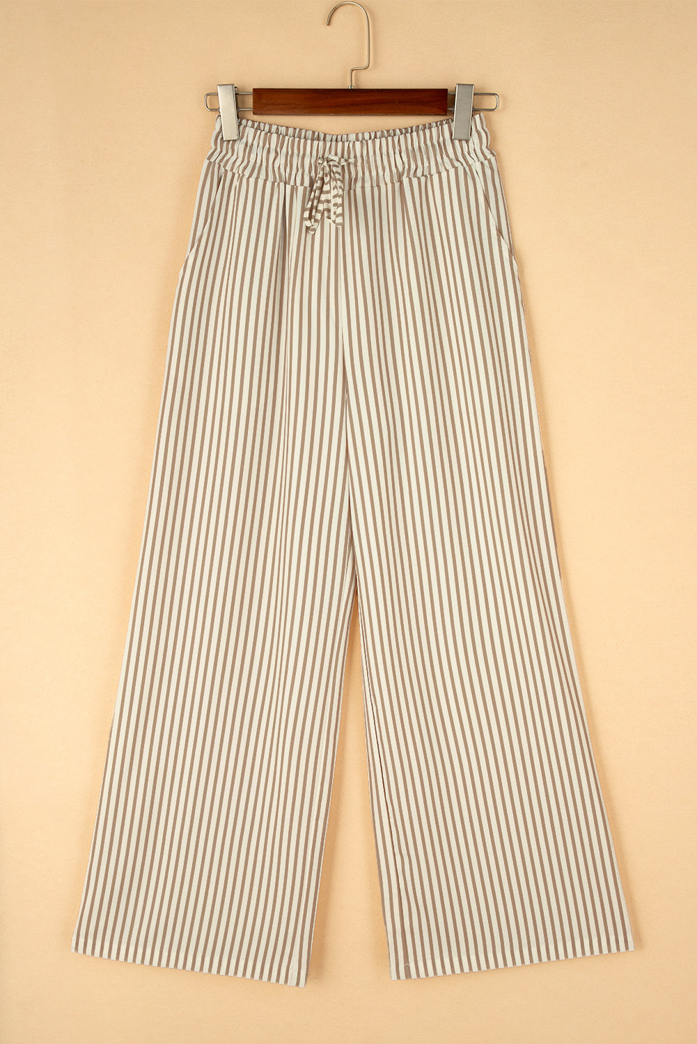 Print Wide Leg Drawstring Pants | Khaki Stripe