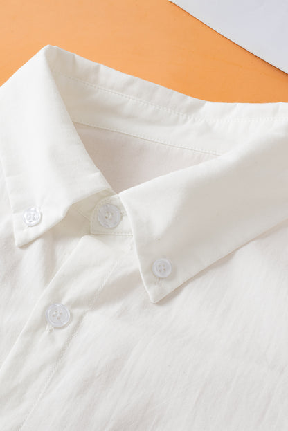 Solid Puff Short Sleeve Shirt | White