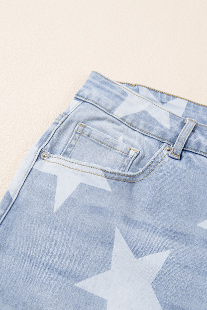 High Waist Star Pattern Plus Size Jeans | Beau Blue