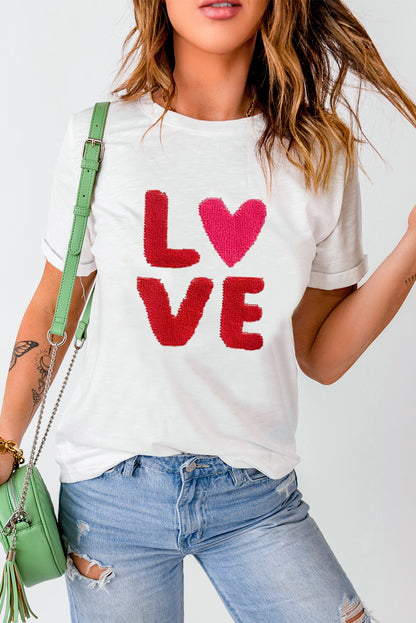 Heart Love Graphic Valentines T Shirt | White