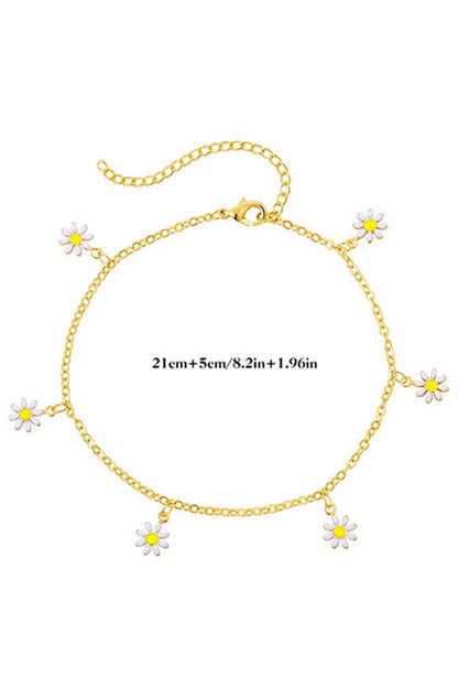 Daisy & Pearl Chain Anklet | Gold