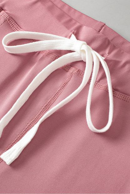 Drawstring Waist Pocketed Joggers | Fushia