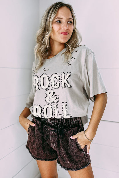 Rock & Roll Graphic Distressed Vintage Tee | Gray