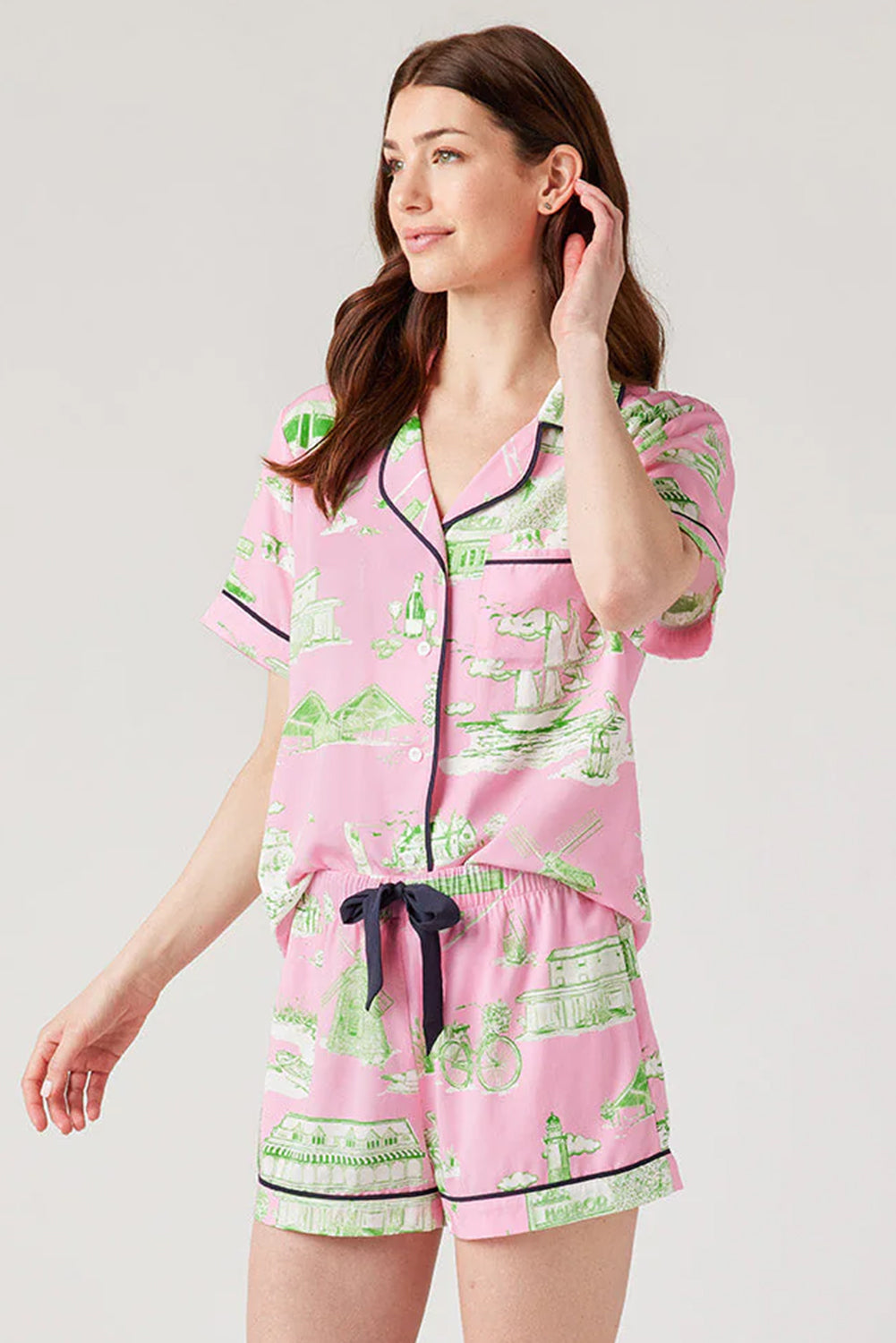 Holiday Resort Short 2Pcs Pajama Set | Pink