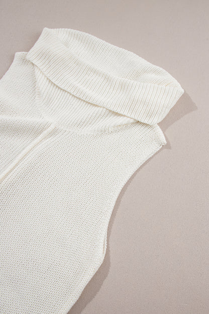 Central Seam Cowl Neck Sweater Vest | White