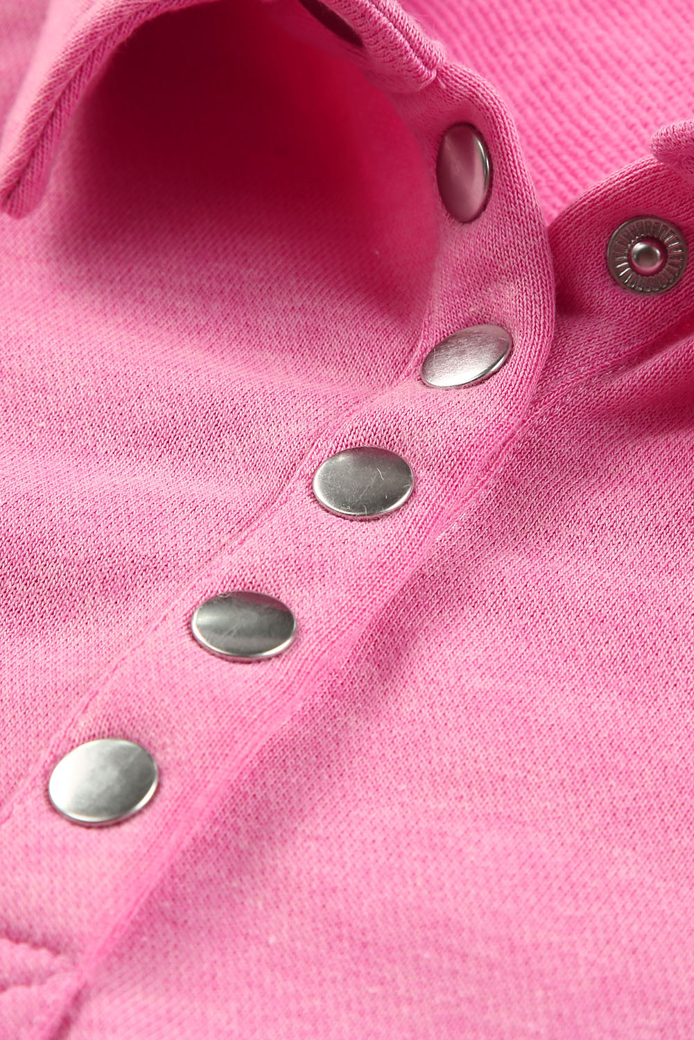 Washed Snap Buttons Lantern Sleeve Pullover Sweatshirt | Pink