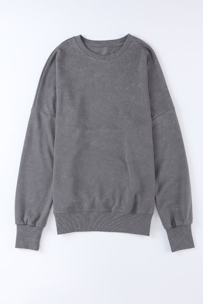 Drop Shoulder Ribbed Trim Oversized Sweatshirt | Gray