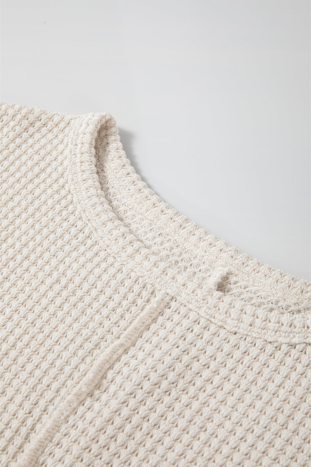 Waffle Knit Splits Batwing Sleeve Oversized Top | Apricot