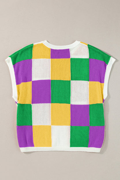 Colour Block Cap Sleeve Sweater | Tillandsia Purple