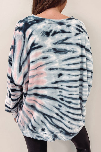 Tie-Dye Crewneck Long Sleeve Shift Pullover | Sky Blue