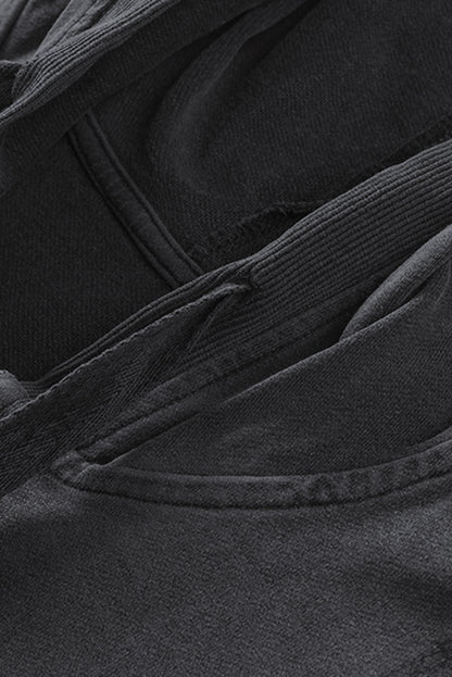 Zipped Front Stitching Hooded Sweatshirt | Gray