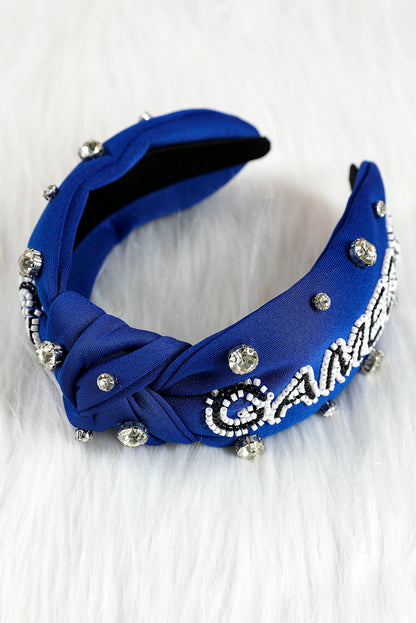 Game Day Rugby Football Season Diamond Knotted Headband | Dark Blue