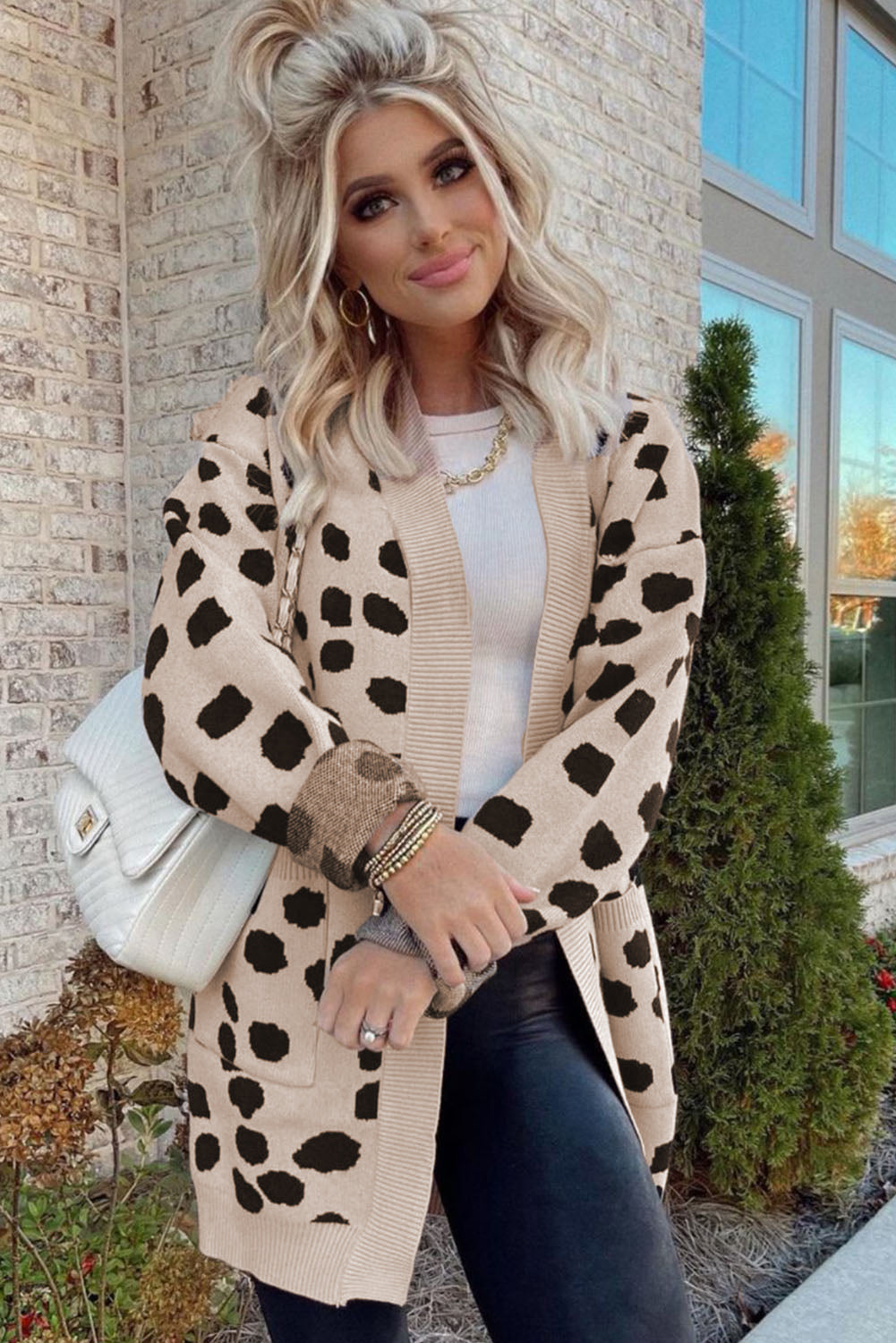 Animal Spotted Pattern Open Front Cardigan | Leopard