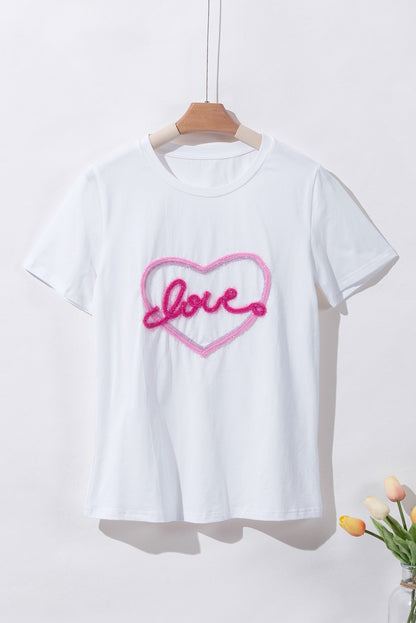 Valentine Love Tinsel Graphic T-Shirt | White