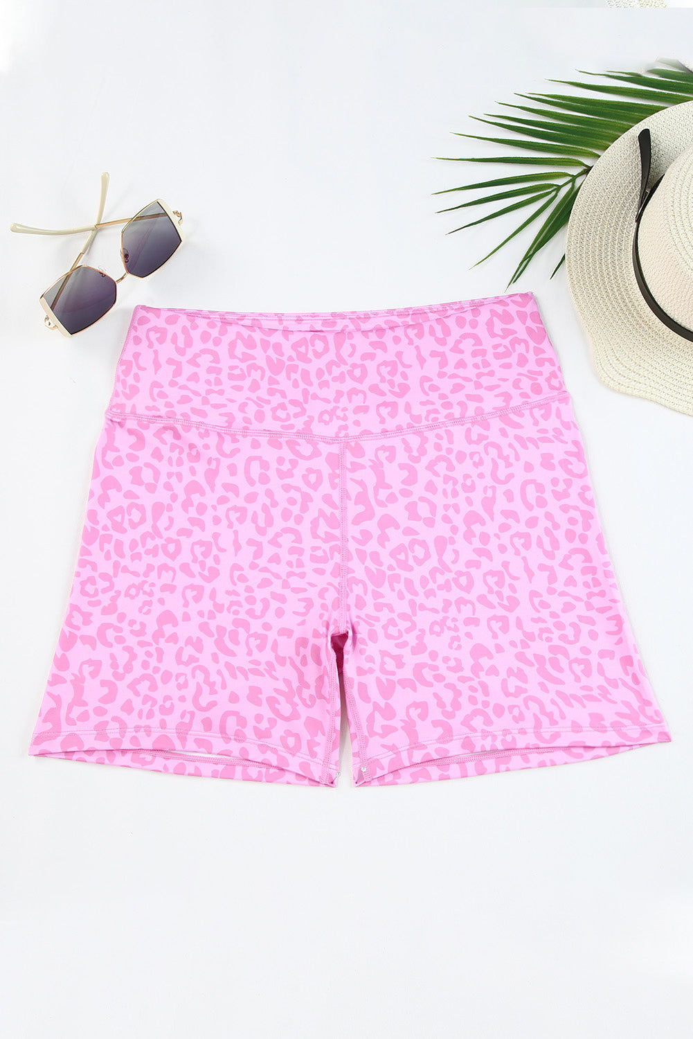 Leopard Print Elastic Cycling Shorts | Pink