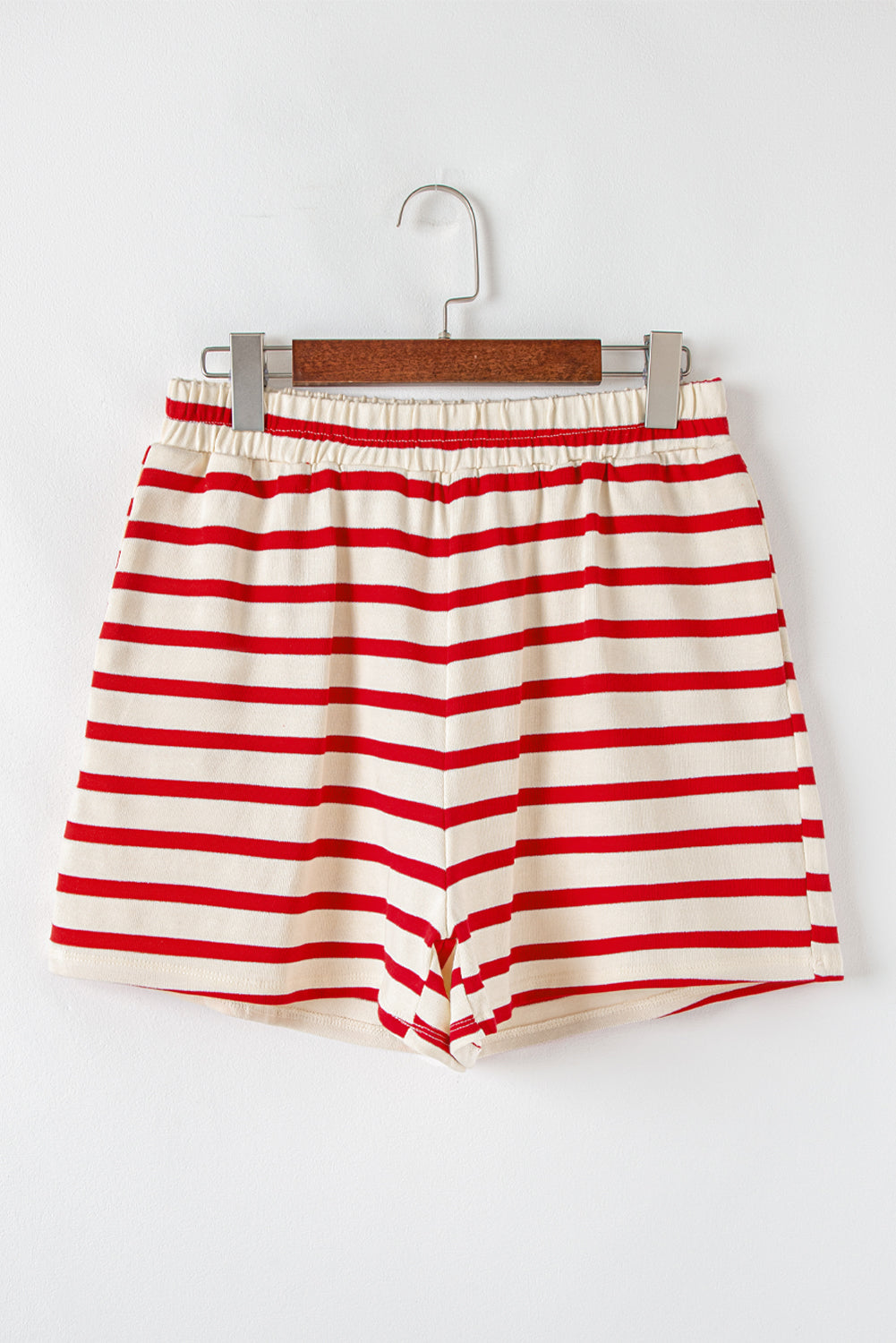 Lace-Up Front Top And High Waist Shorts Set | Red Stripe