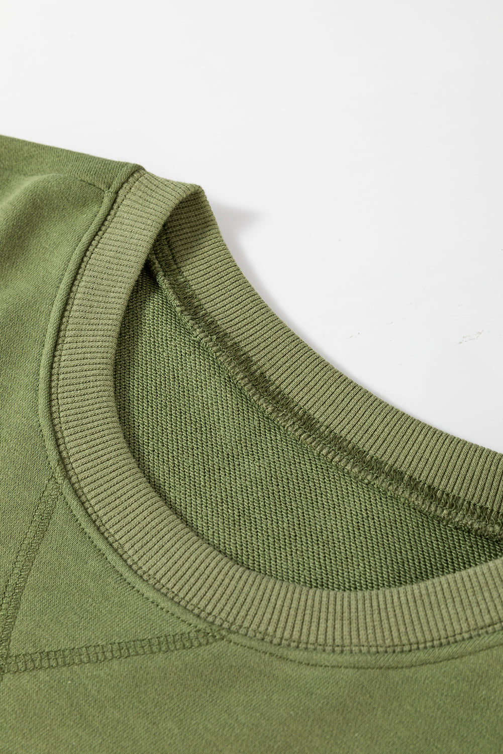 Drop Shoulder Crisscross Stitching Pocketed Loose Sweatshirt | Vineyard Green