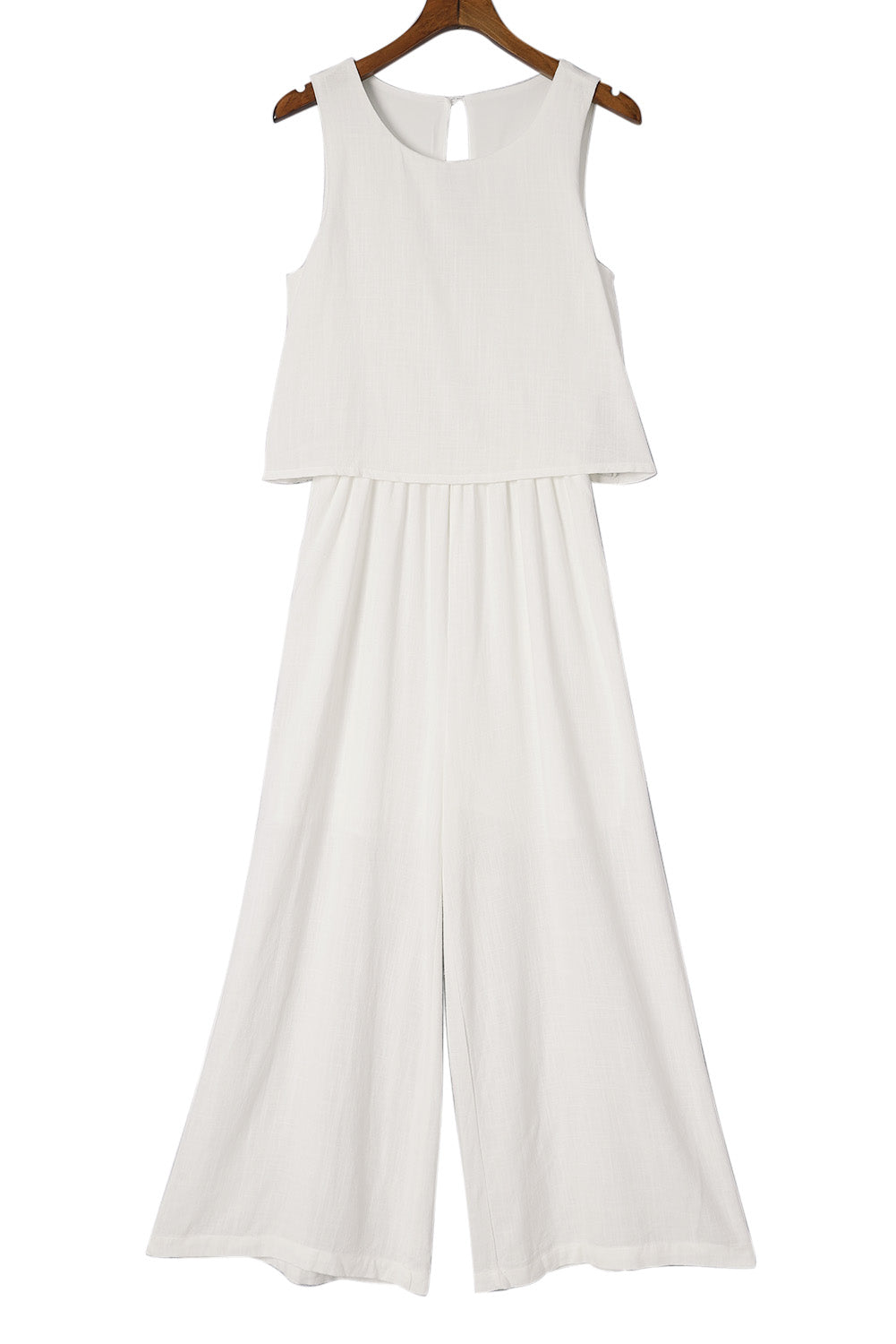 Sleeveless Ankle Length Wide Leg Jumpsuit | Apricot