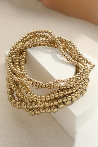 7Pcs/Set Minimalist Plated Beaded Luxury Bracelet Set | Gold