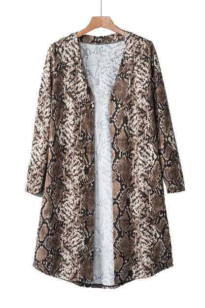 Snake Print Long Cardigan | Multicolour