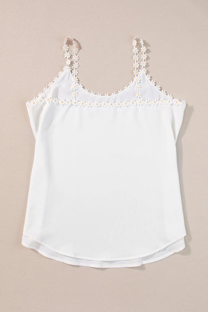 Daisy Flower Straps Tank Top | White