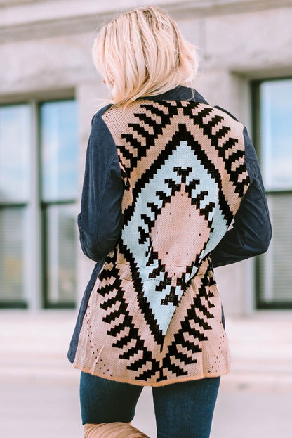 Corduroy Cinched Aztec Back Jacket | Blue