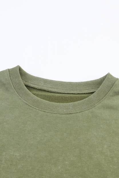 Drop Shoulder Ribbed Trim Oversized Sweatshirt | Green