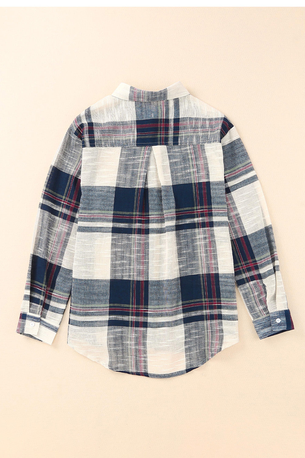 Distressed Raw Edge Plaid Print Shirt | Blue