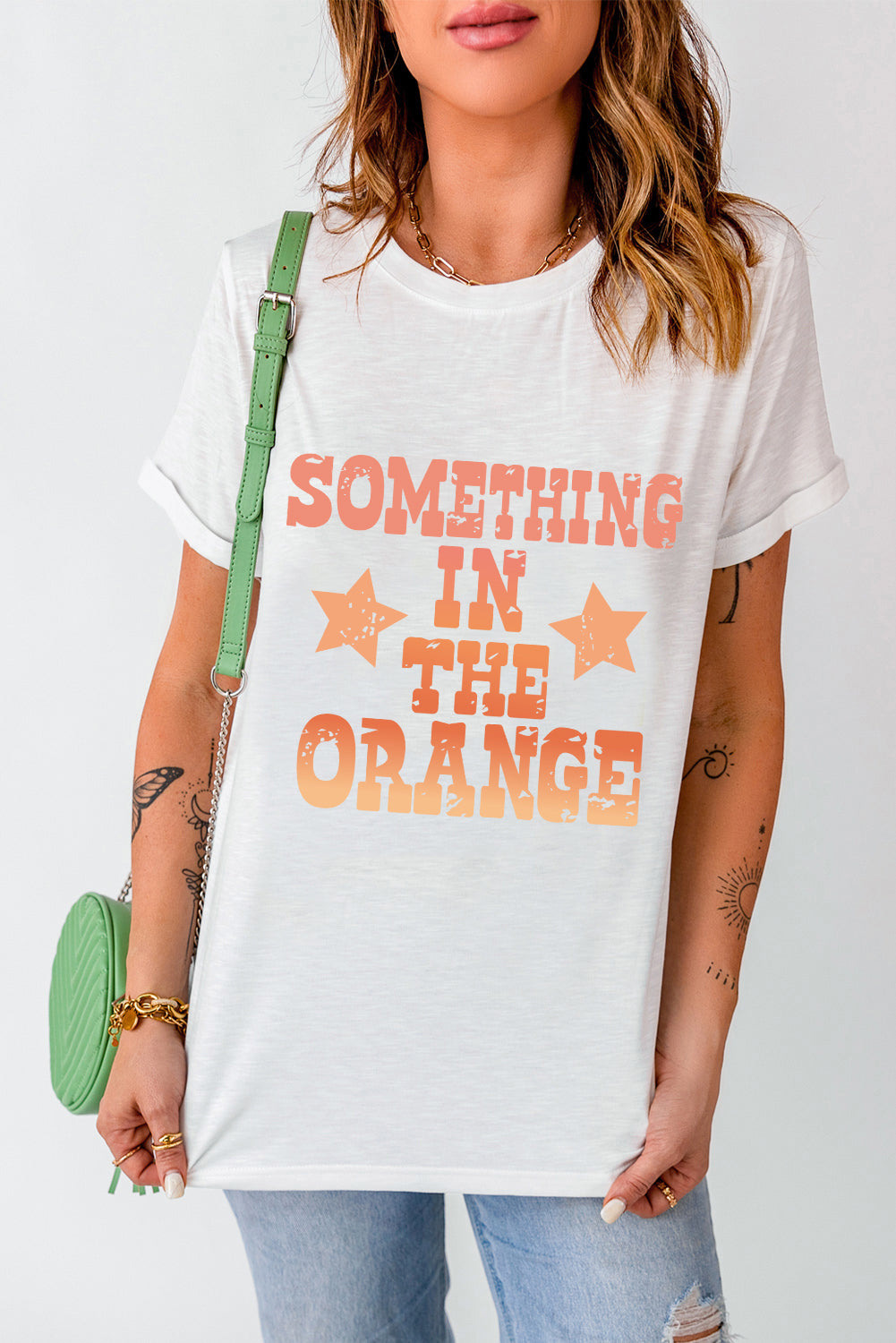 Something In The Orange Graphic Crew Neck T Shirt | White