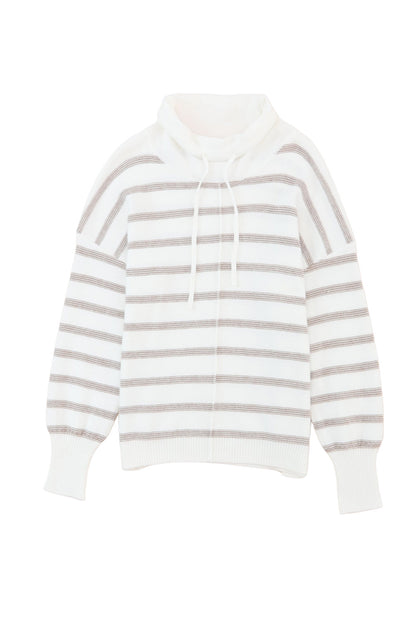 Cowl Neck d Print Drop Shoulder Sweater | Stripe