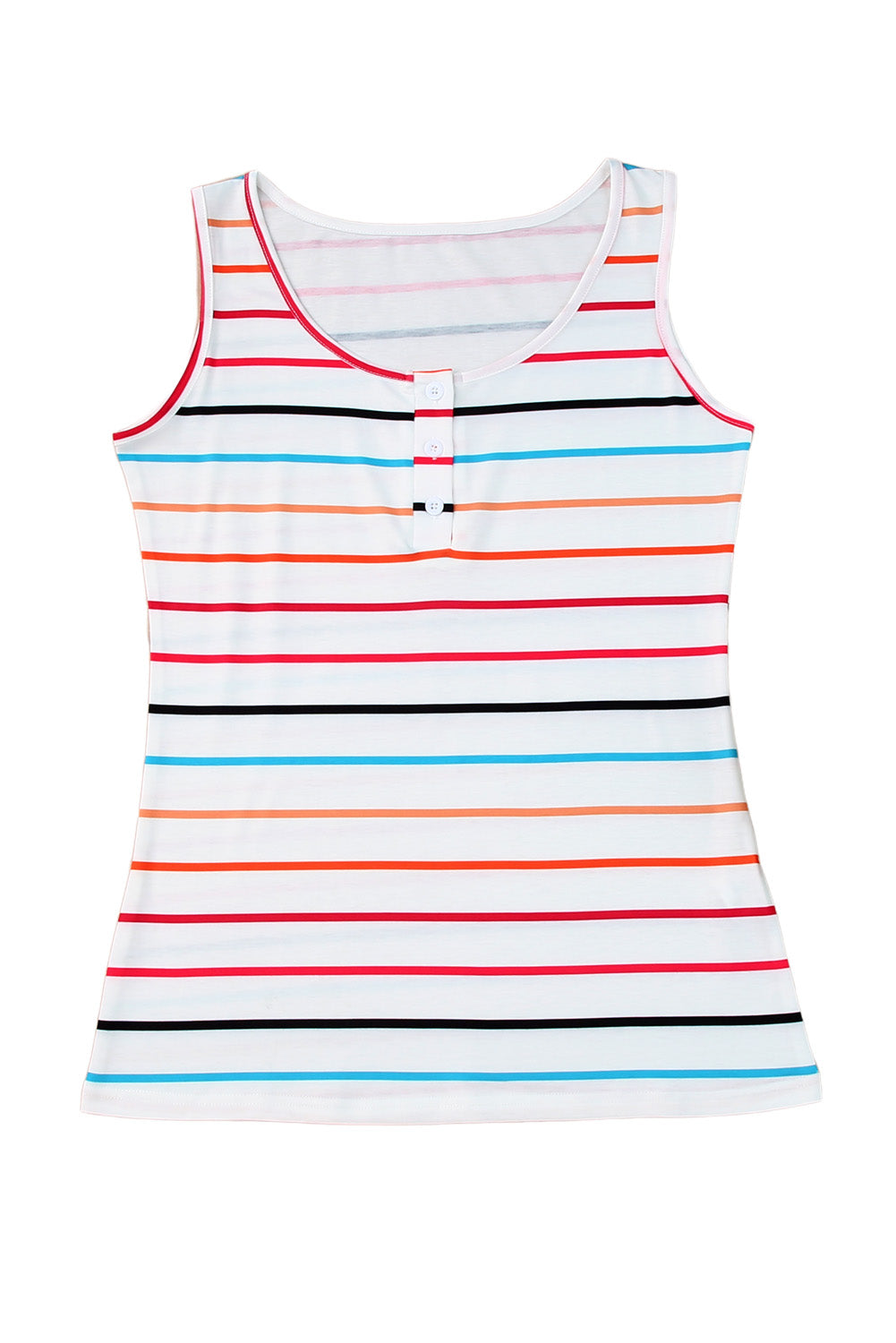 Button U Neck Tank Top | Stripe