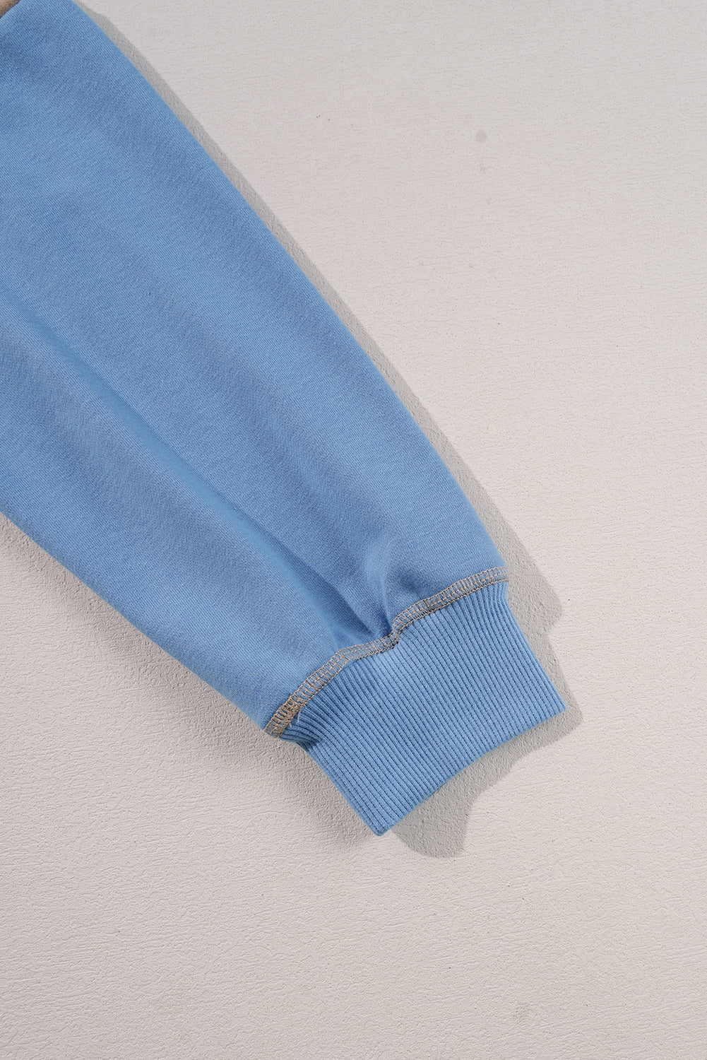 Ribbed Detail Colour Block Sleeve Baggy Sweatshirt | Sky Blue