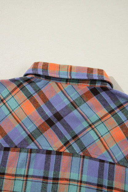 Plaid Print Loose Vintage Shirt | Orange