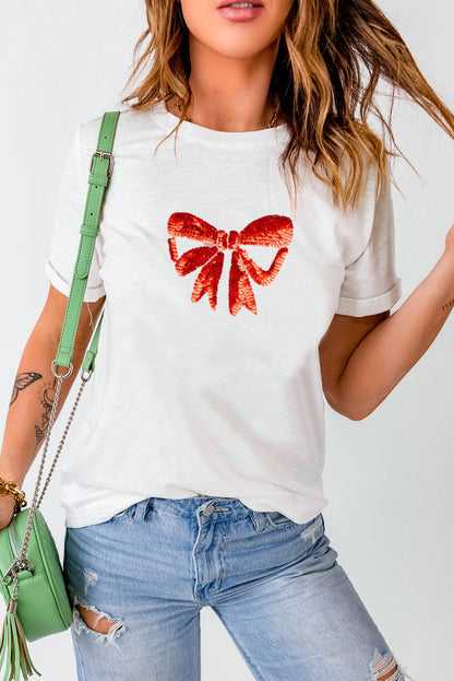 Bowknot Graphic Casual T Shirt | White