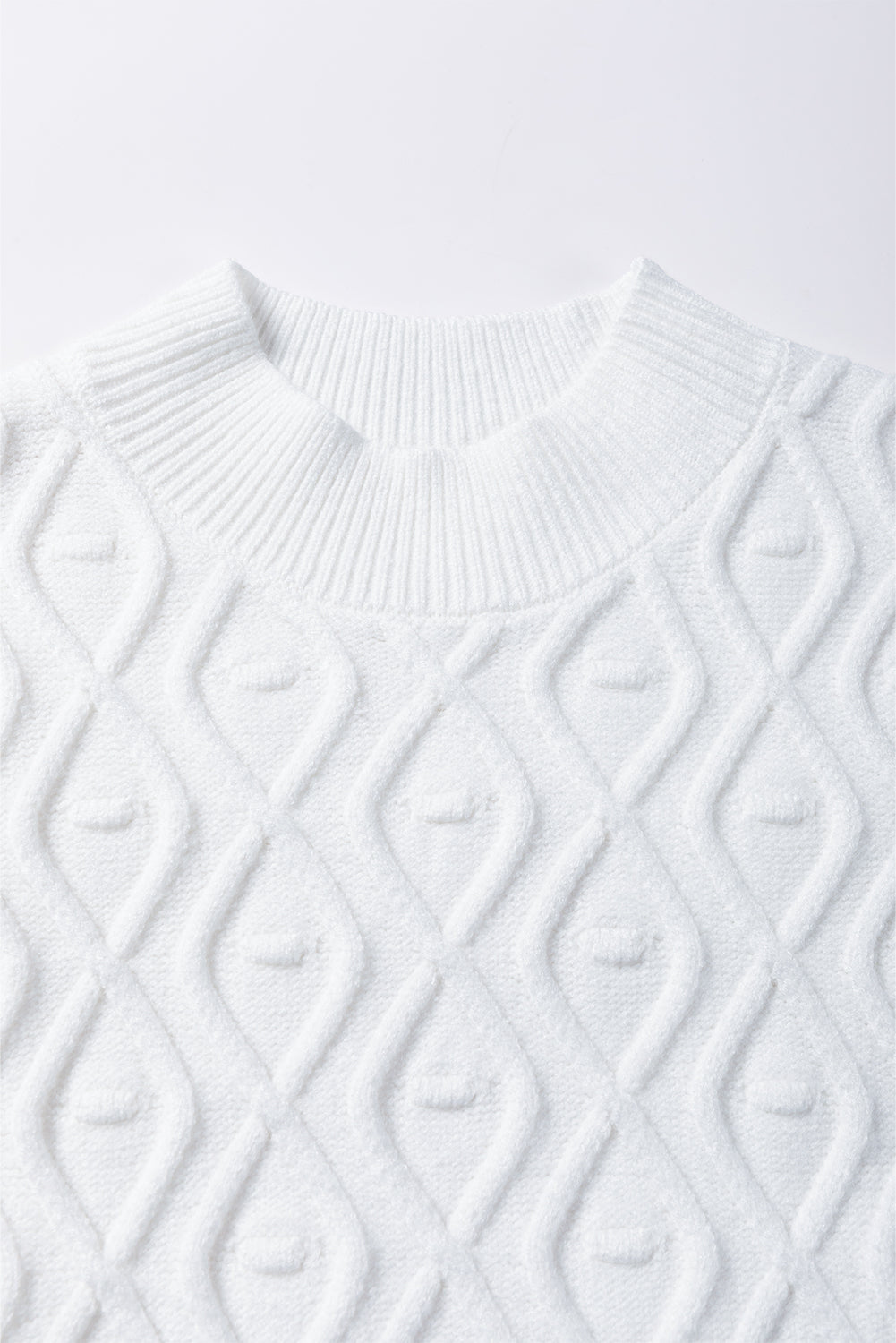 Textured Ruffled Mock Neck Knitted Vest | White