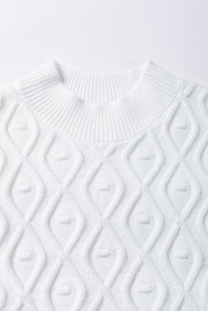 Textured Ruffled Mock Neck Knitted Vest | White