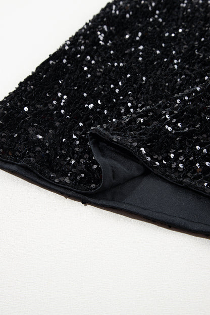 Sequin Bodycon Mini Skirt | Black