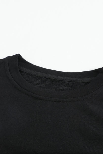 Colourblock  Contrast Stitching Sweatshirt With Slits | Black