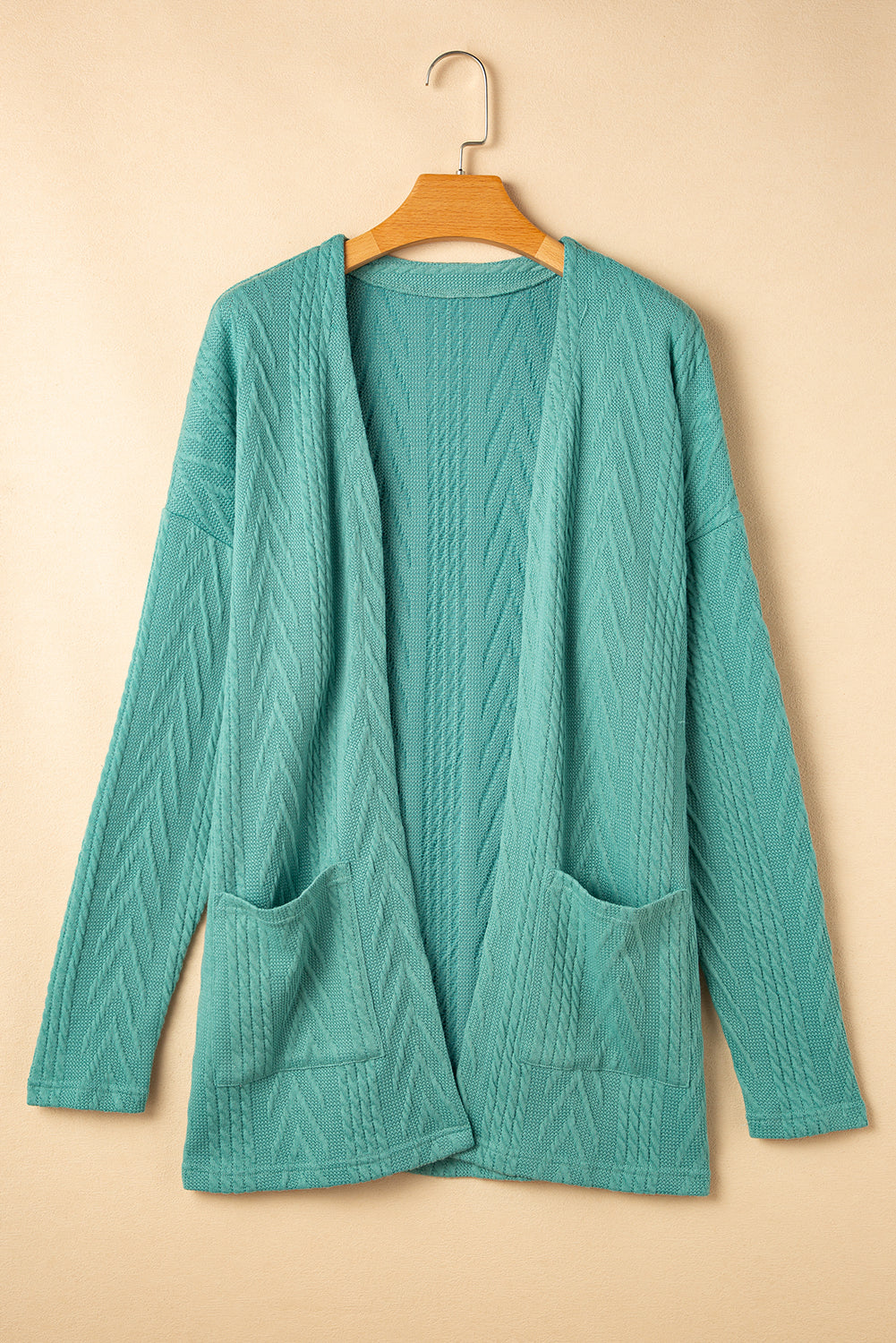 Solid Textured Open Front Cardigan With Pocket | Canton